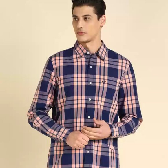 American Eagle Outfitters Other - American Eagle Men's Navy Pink Plaid Long Sleeve Casual Button-Front Shirt XS